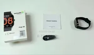 Amazfit Pop3s Smart Watch Silver Case Black Belt