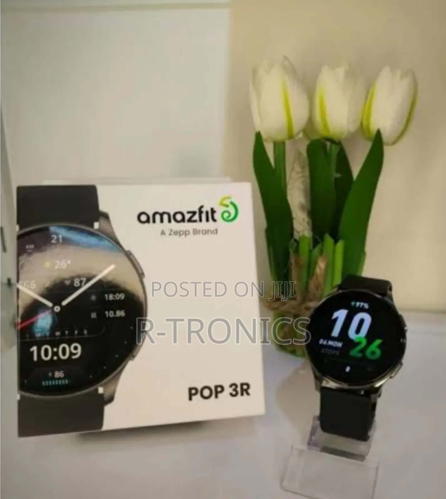 Amazfit Pop3r Smart Watch Black Case Black Belt