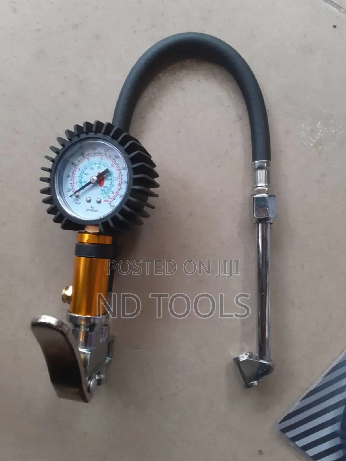 Tire Pressure Gauge Gold Tone