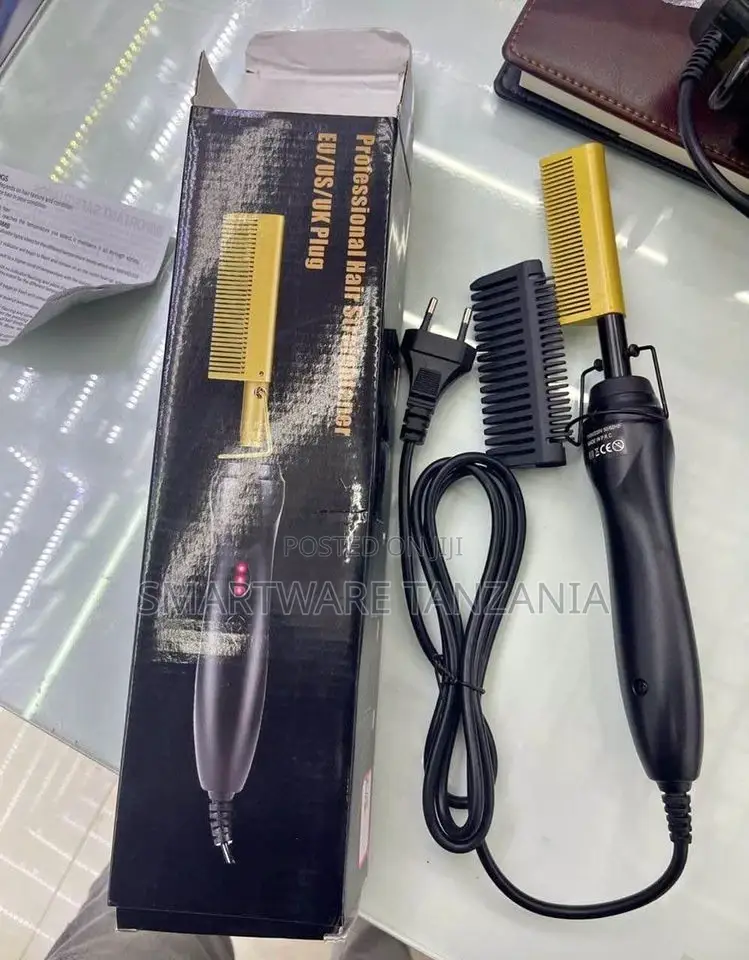 Hot Comb Hair Straightener, Ceramic Comb Iron Heated Brush