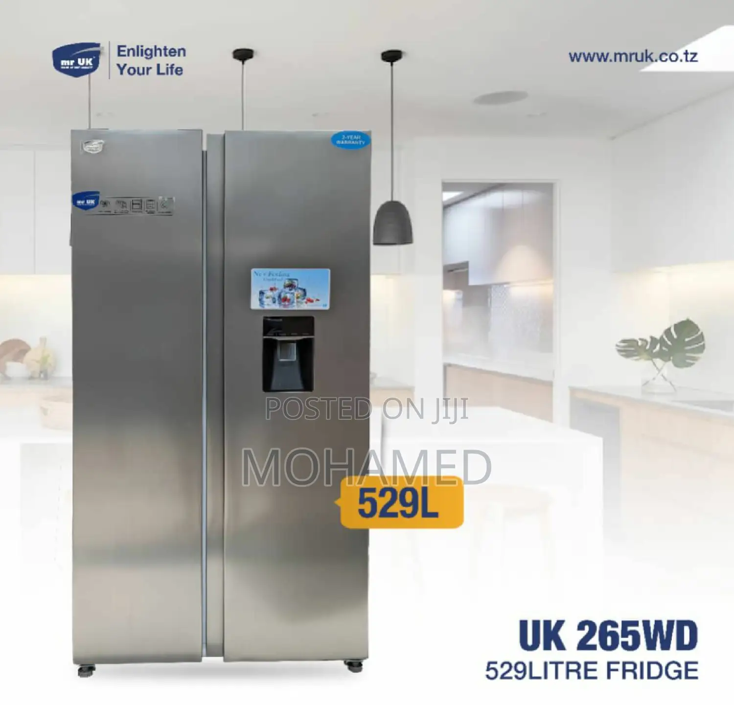 Mr UK Fridge/Friji 529L Model 265-529-Wd