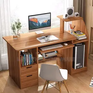 Modern Computer Desk With Shelves and Drawers