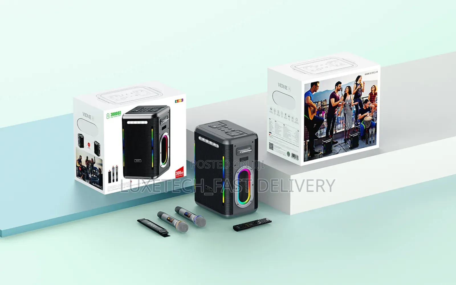 Vidvie Outdoor Portable Wireless Speaker 2 Mics 300W
