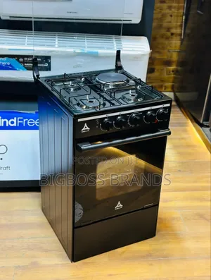 Delta Cooker Black 50x55cm 3gas Burners + 1elec Hot Plate