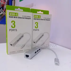 USB-C To 3-ported USB 3.0 Hub RJ45 Adapter