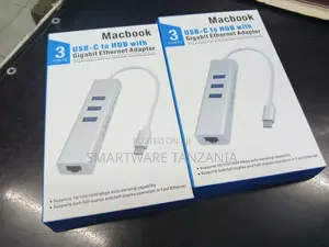 Ethernet Network 3 USB Ported Converter For Type-c Devices