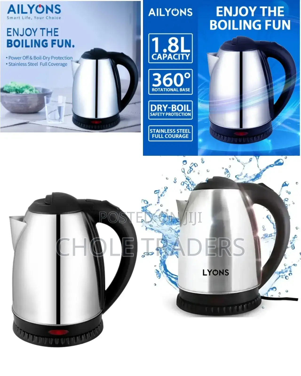 Ailyons 1.8l Stainless Steel Electric Kettle