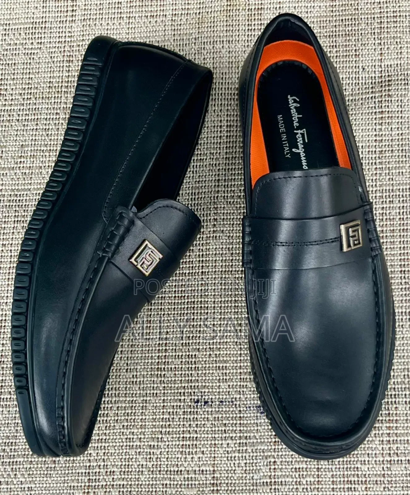 Mens Loafers Black Material Leather Original