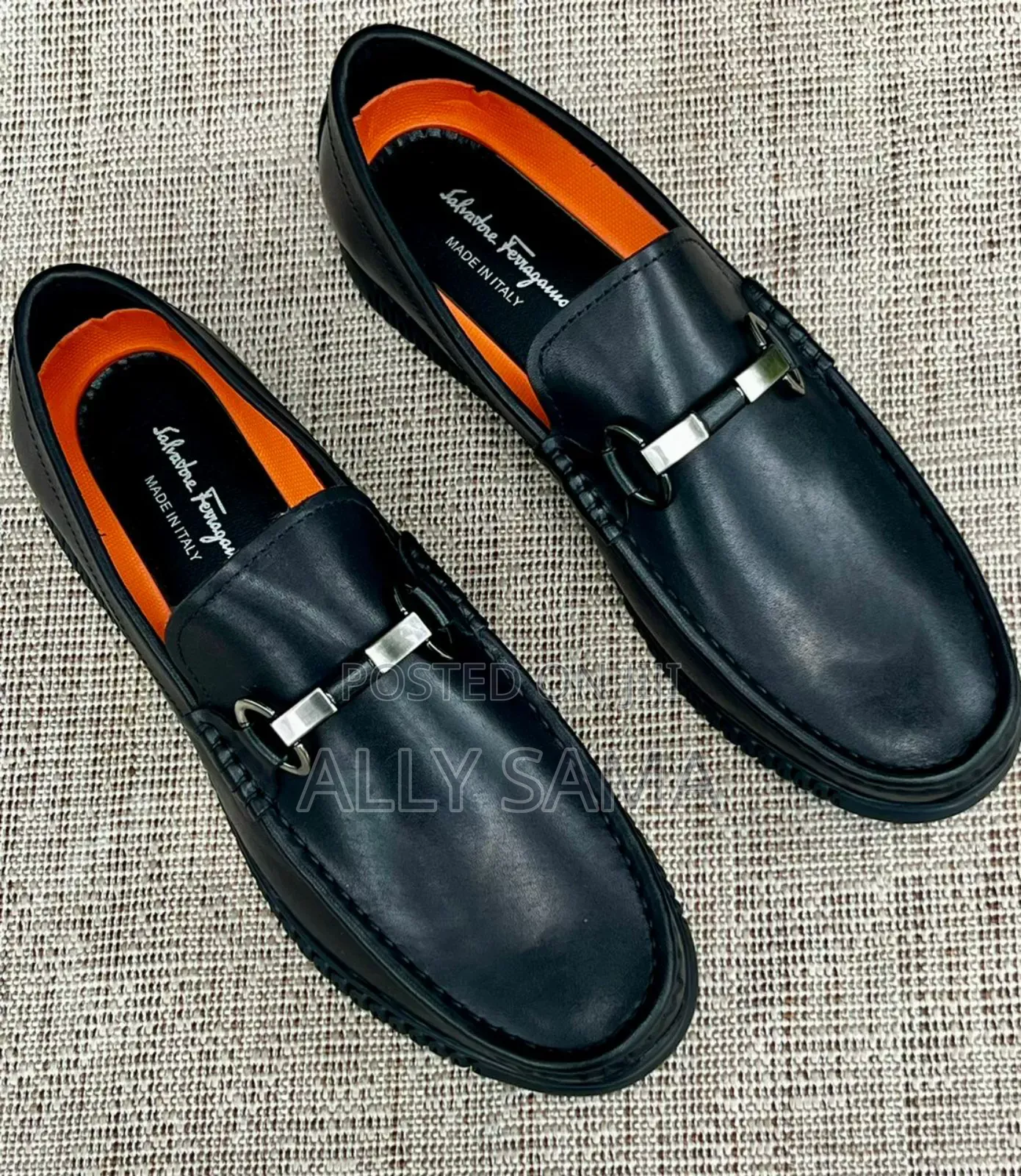 Mens Loafers Black Material Leather Original