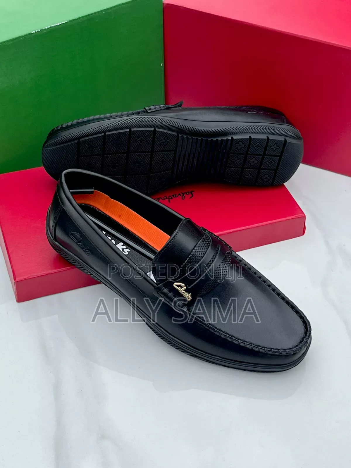 Mens Loafers Black Material Leather Original