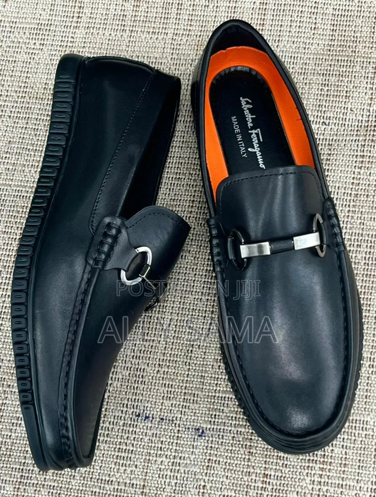 Mens Loafers Black Material Leather Original
