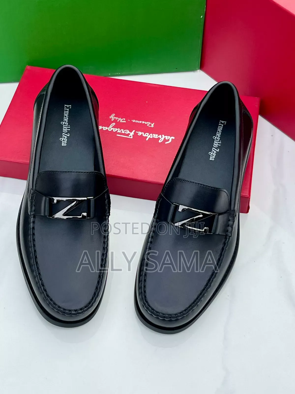 Mens Loafers Black Material Leather Original