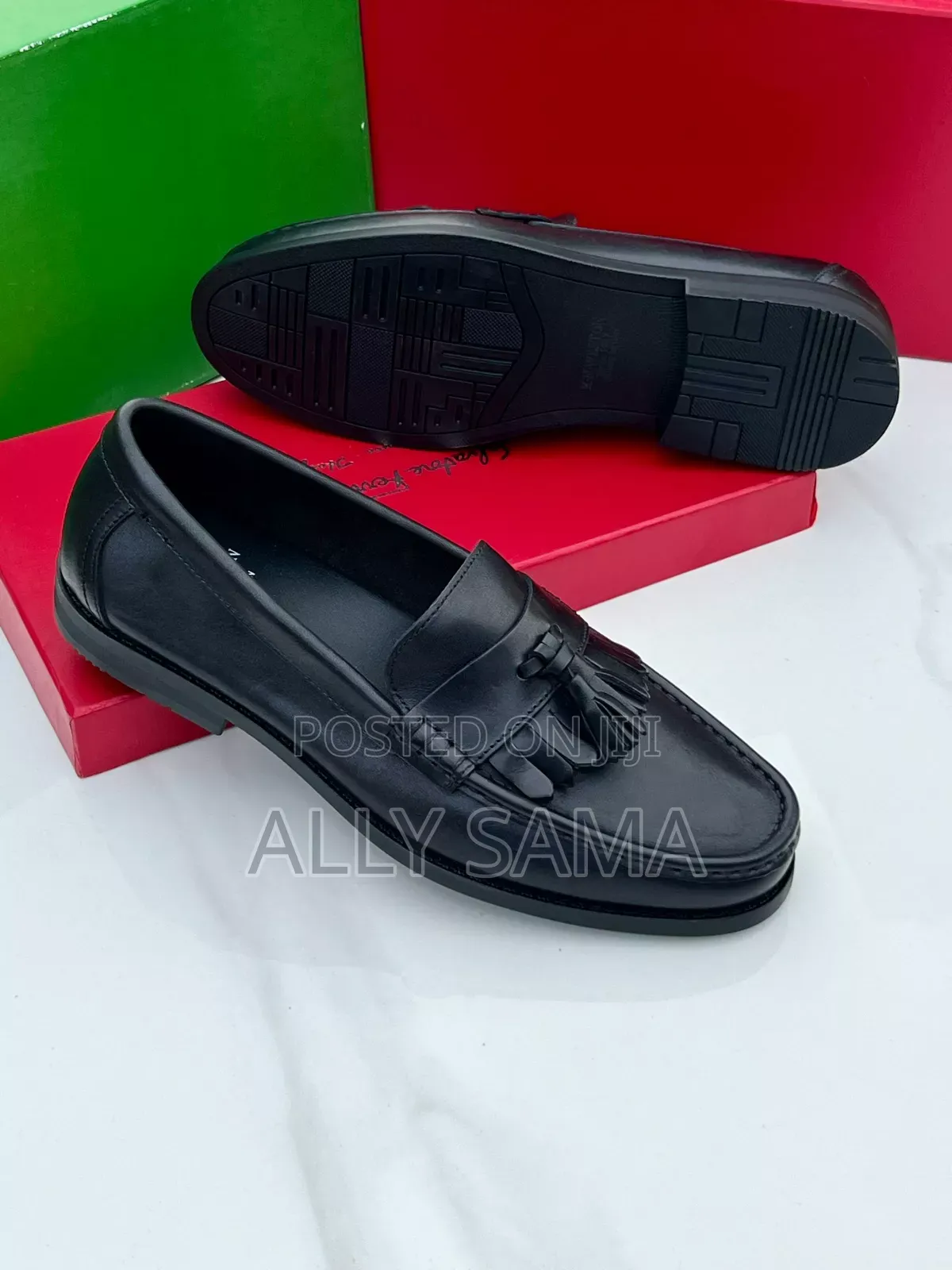 Mens Loafers Black Material Leather Original