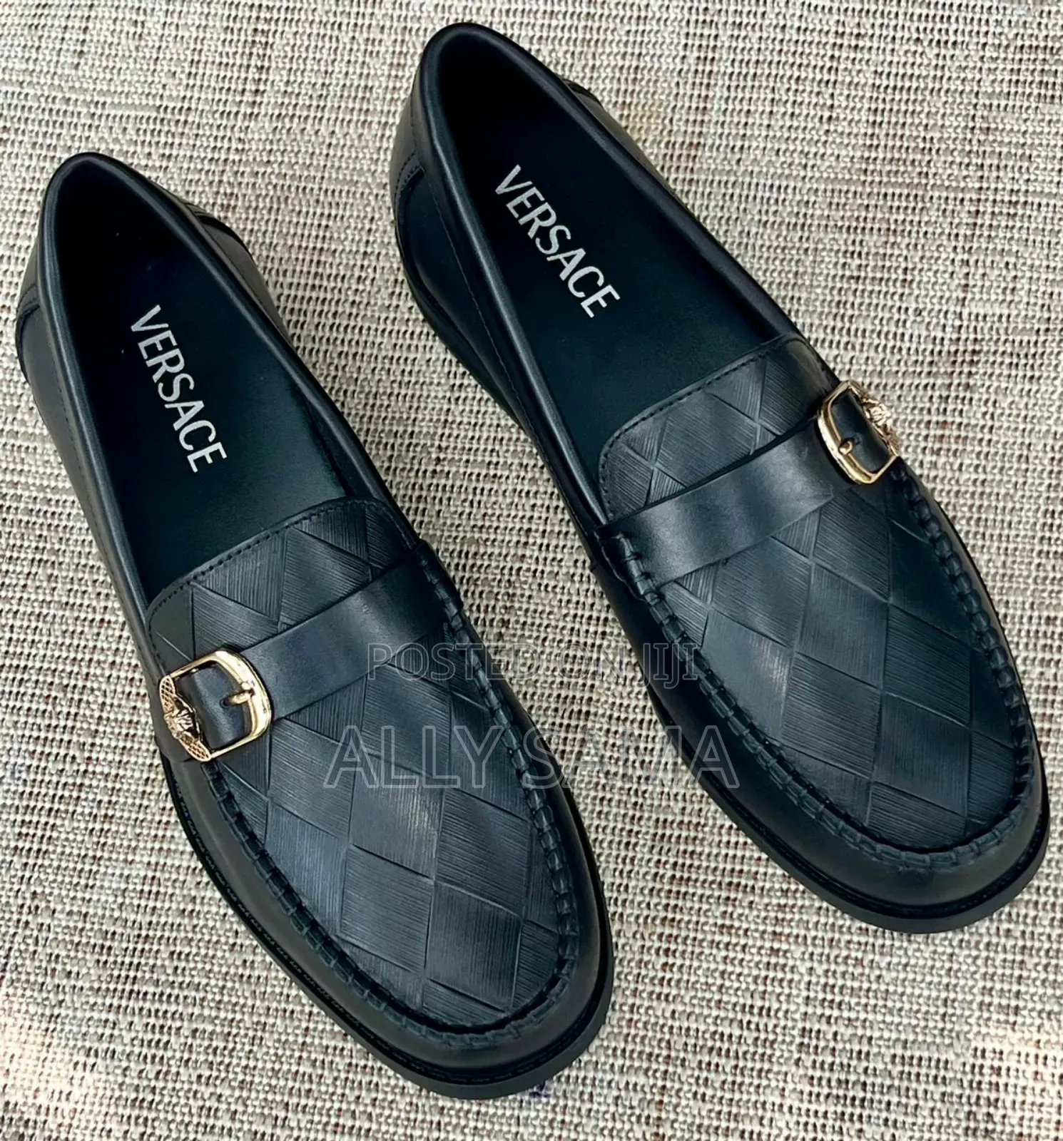 Mens Loafers Black Material Leather Original