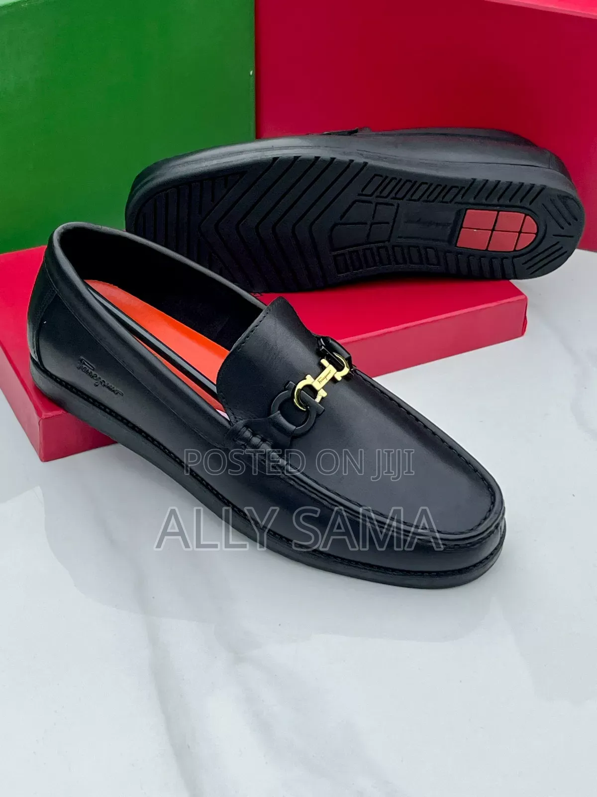 Mens Loafers Black Material Leather Original