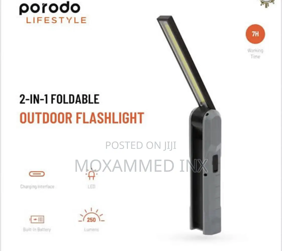 Porodo PD-LS5WFLS 2in1 Foldable Outdoor Flashlight