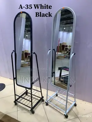 Movable Dressing Mirror White and Black, Height 160cm