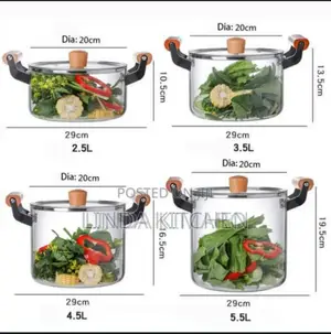 Glass Cooking Pot With Wooden Handles 8pcs