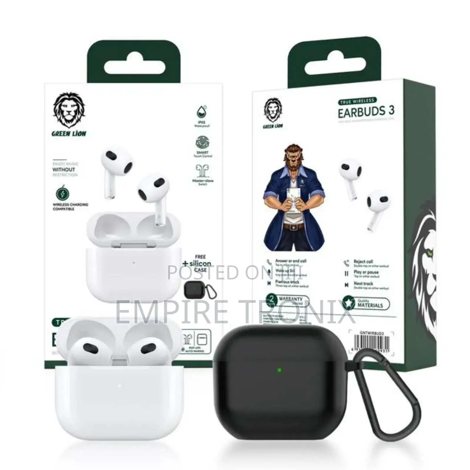 Green Lion True Wireless Earbuds 3 With Silicone Case