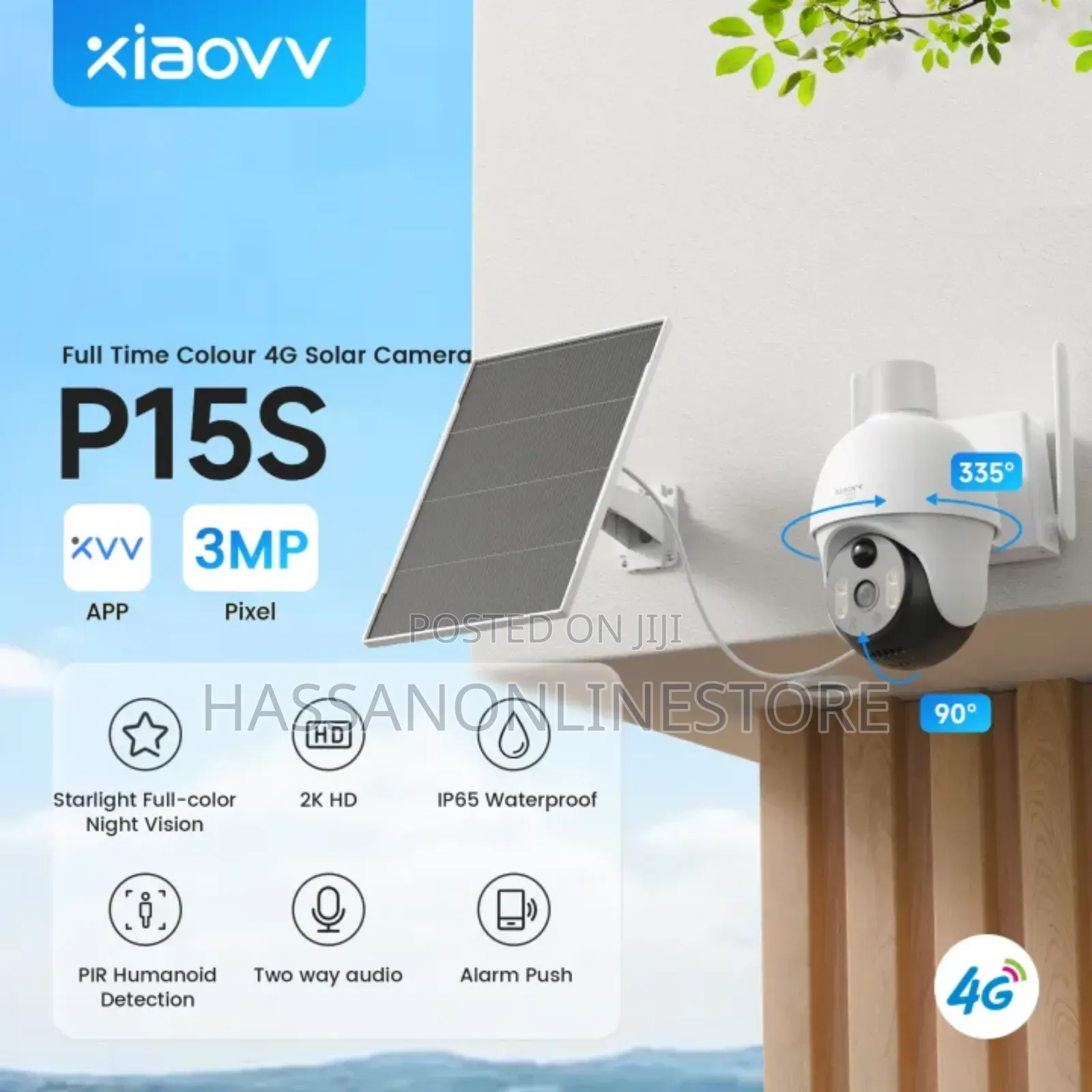 Xiaovv 3630d-P15s-4g 3M Outdoor 355° Smart 4G Camera Solar