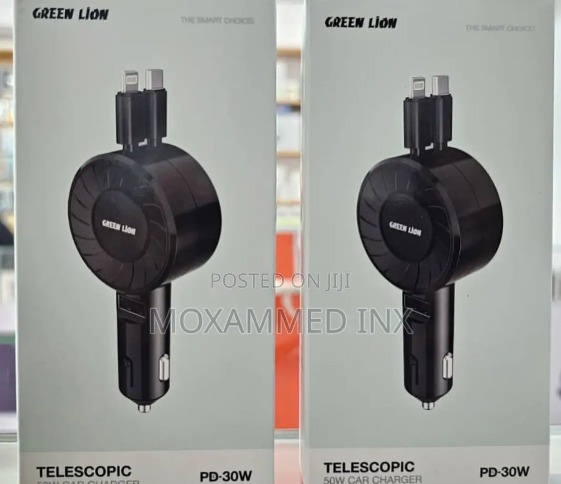 Greenlion GNTECC50WBK Telescopic 50w Car Charger 30wpd