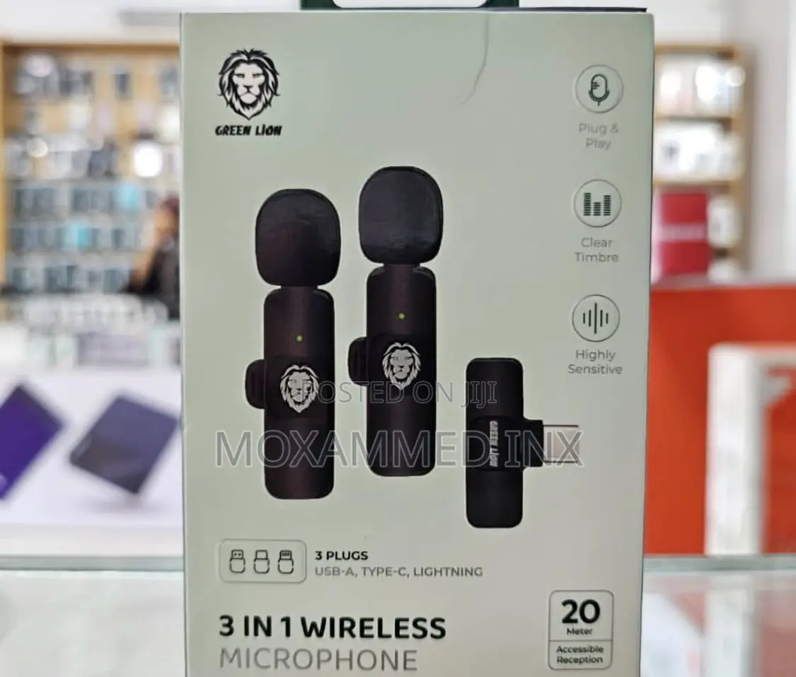 Greenlion GN2WIRMICPBK 3in1 Wireless Microphone USBA, USBC
