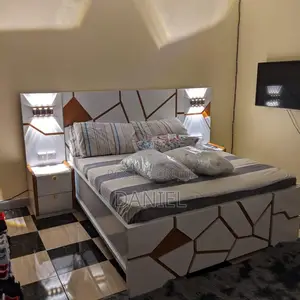 Kitanda Cha Mbao Bedside Na Godoro