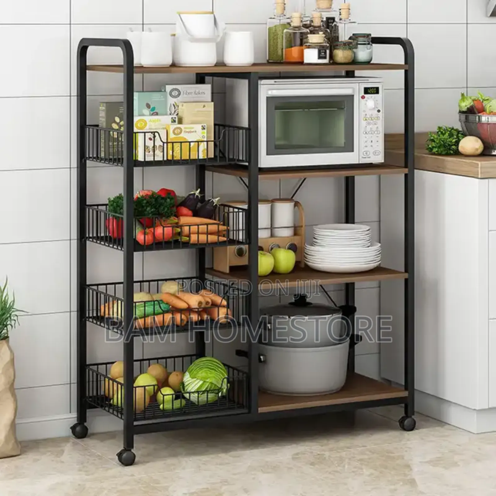 Kitchen Storage Rack ( Chuma+Mbao)