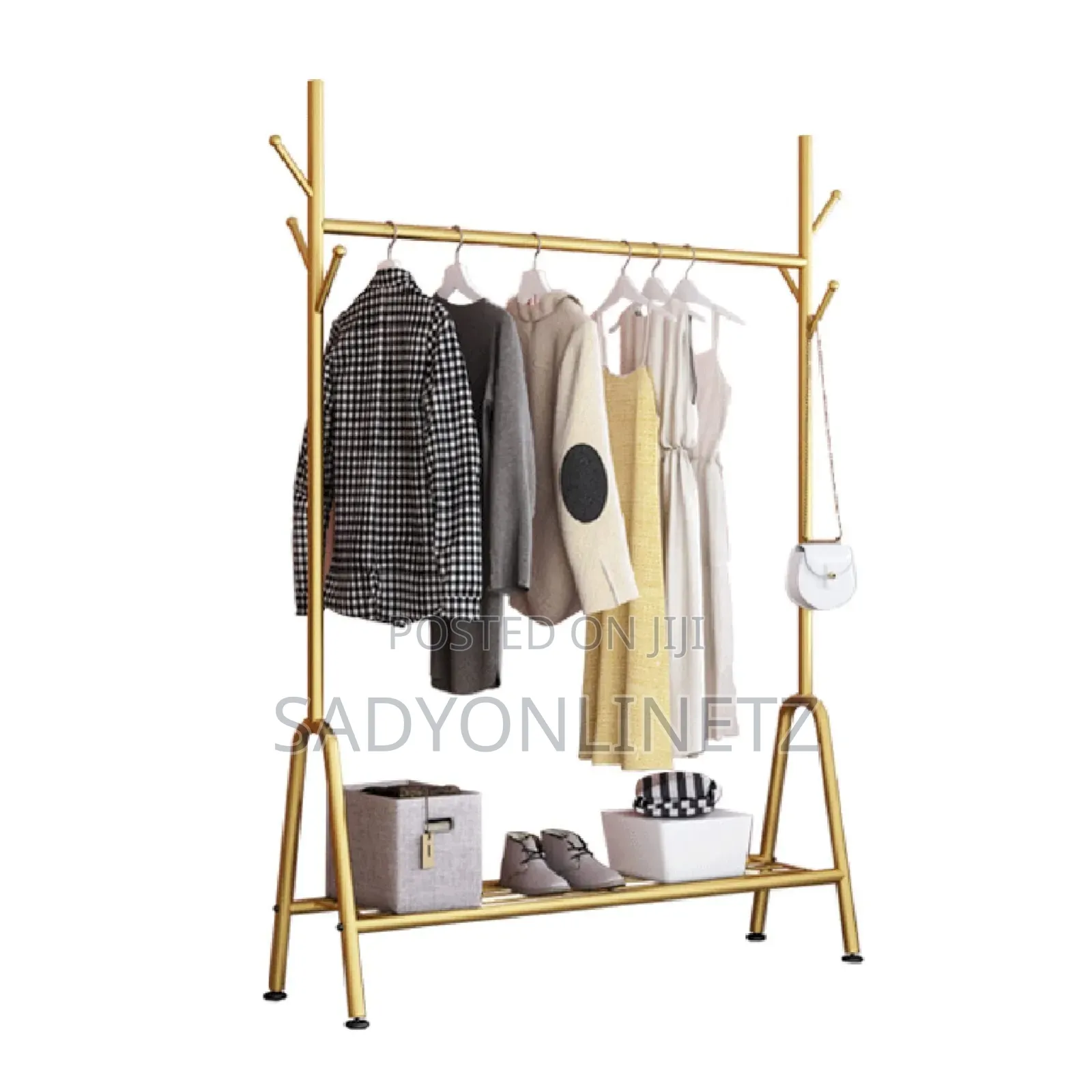 Clothes Hanger With Storage Shelves