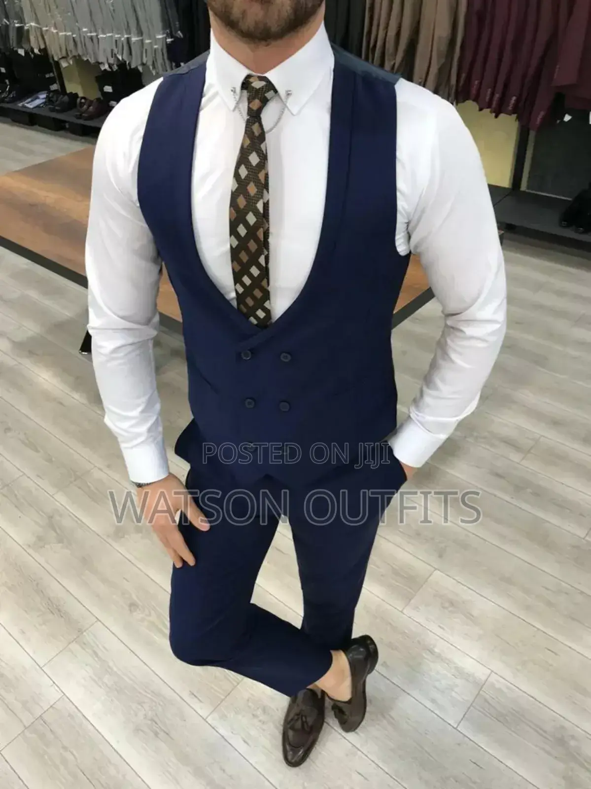 Suti Za Kiume Za Dark Blue Mpya