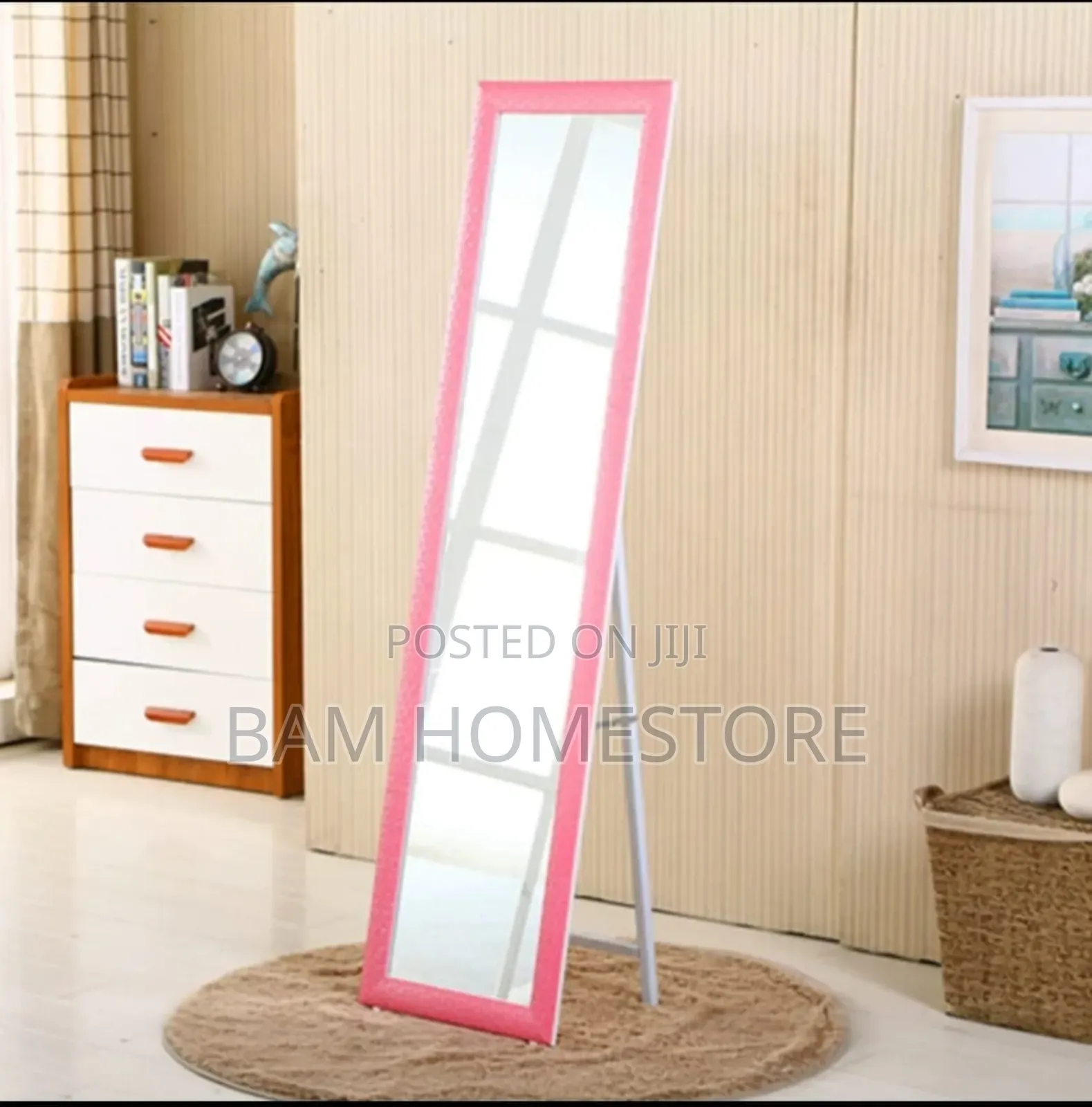 Vintage Wood Frame Standing Mirror