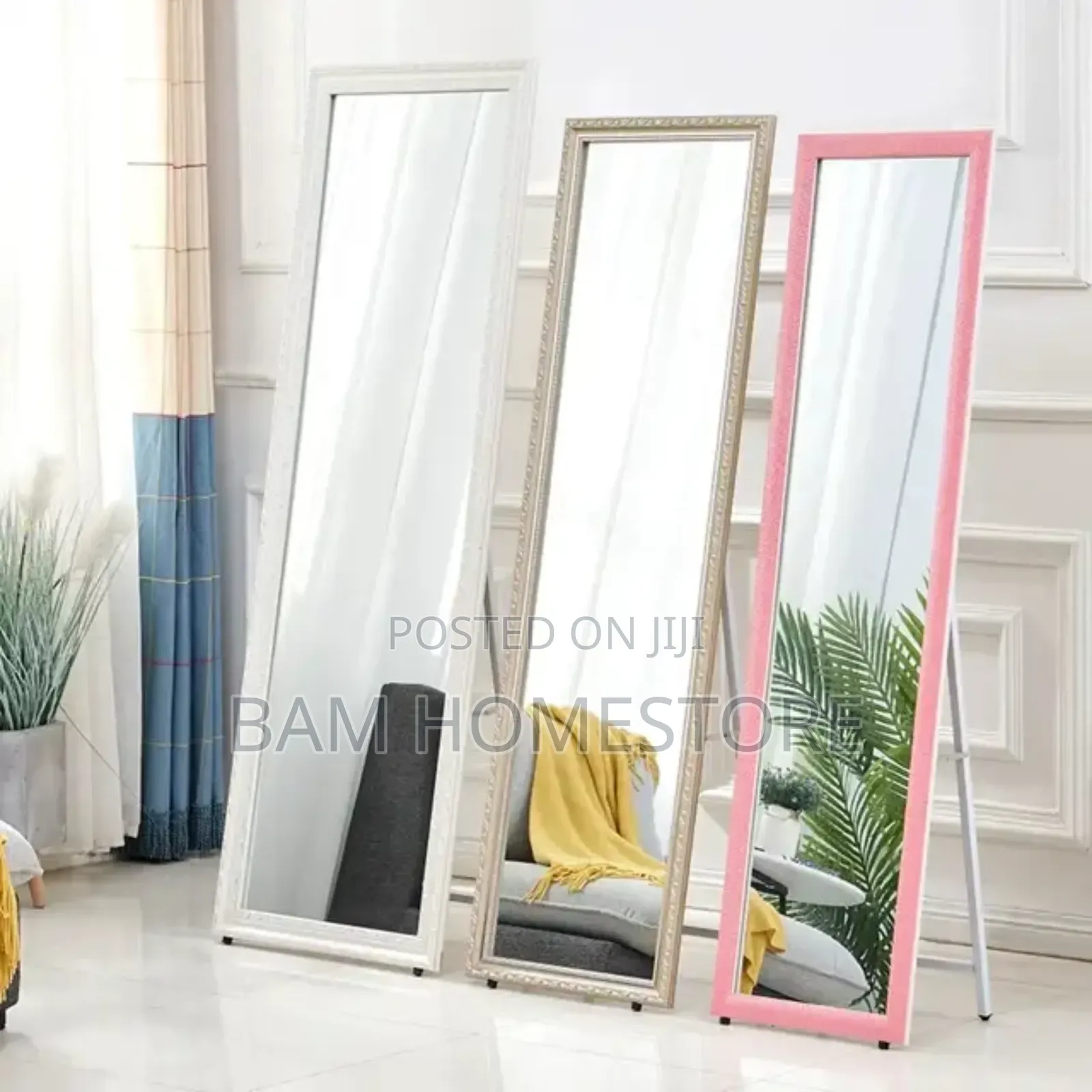 Vintage Wood Frame Standing Mirror