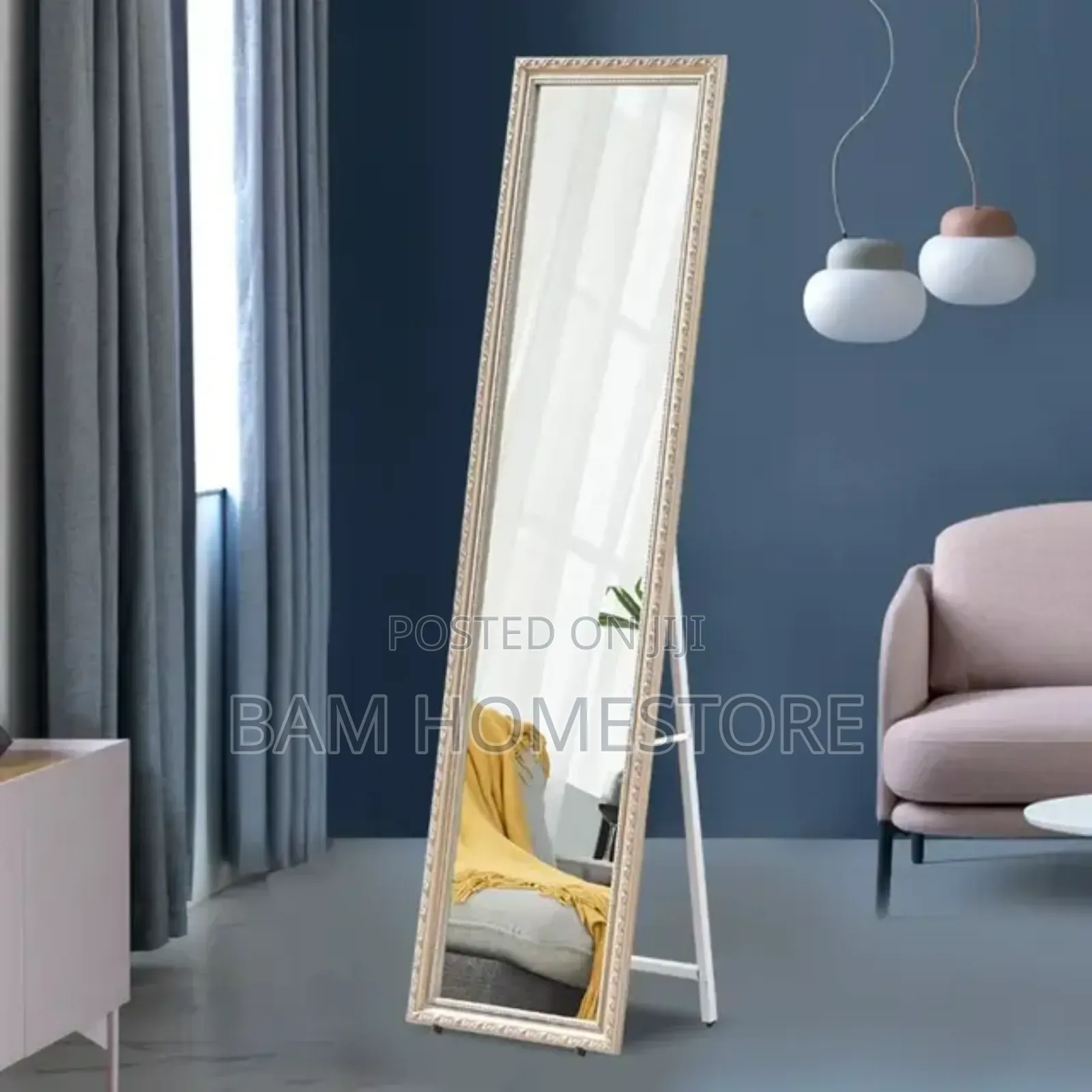 Vintage Wood Frame Standing Mirror