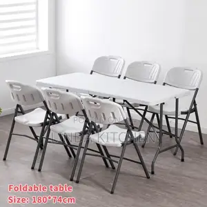 Foldable Table Set, 1 Table and 6 Chair