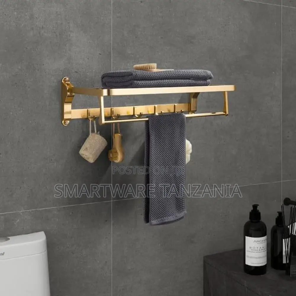 Wall Mounted Shower Shelf With Towel Bar Storage With Hook