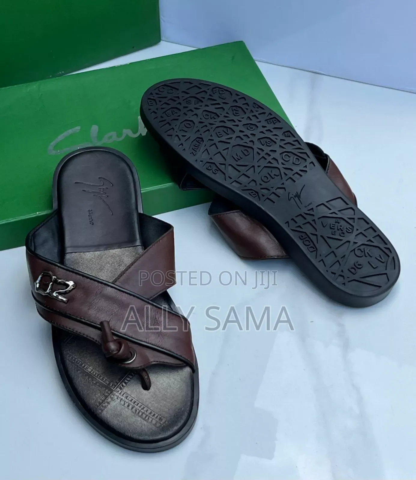 Mens Sandals Brown More Brand Material Leather