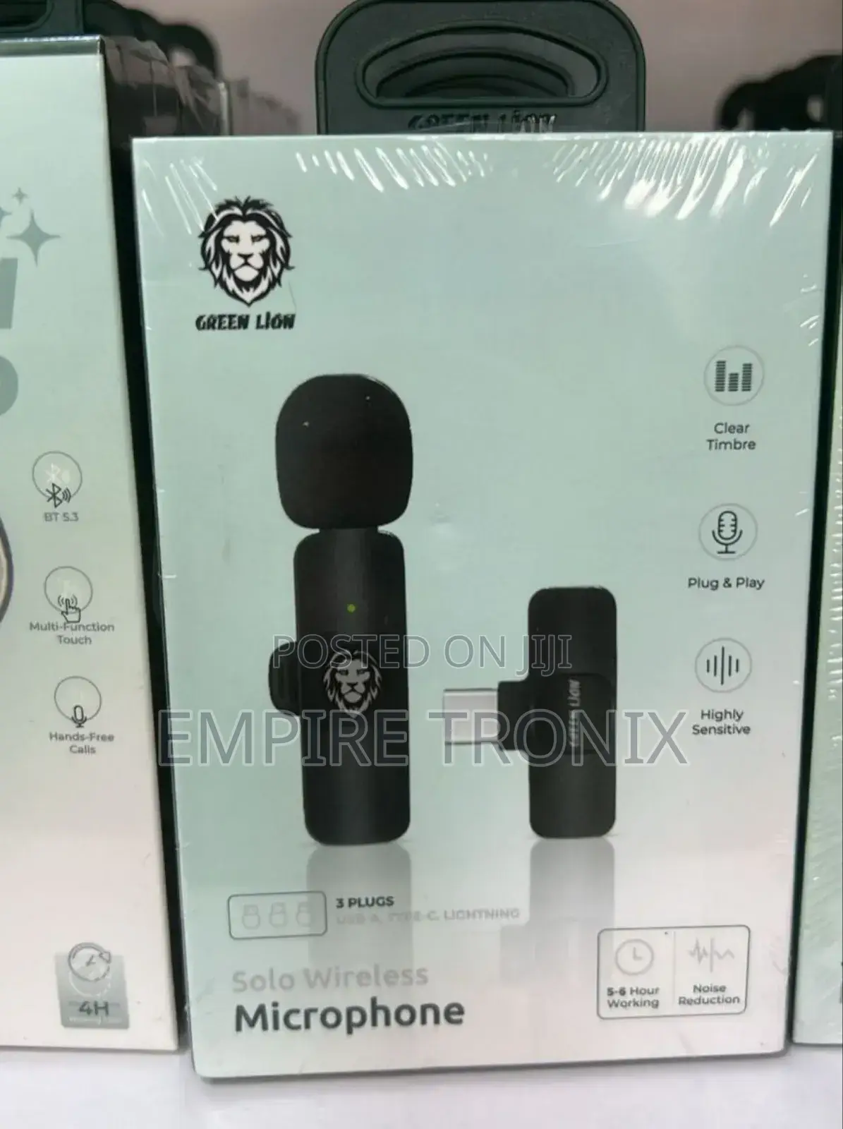 Green Lion Solo Wireless Microphone 3 Plugs 60mah - Black