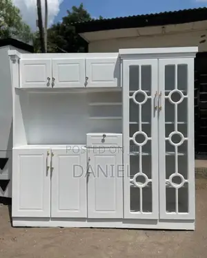 Kitchen Cabinet Nyeupe Milango Ya Juu Na Chini