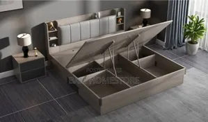 Elegant Bed Kitanda Cha Mbao Chenye Shelves