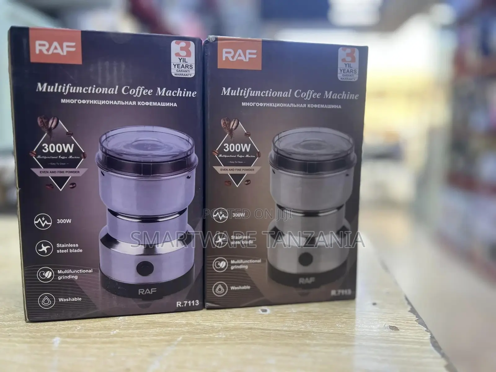 RAF Washable Stainless Steel 300W Electric Coffee Grinder