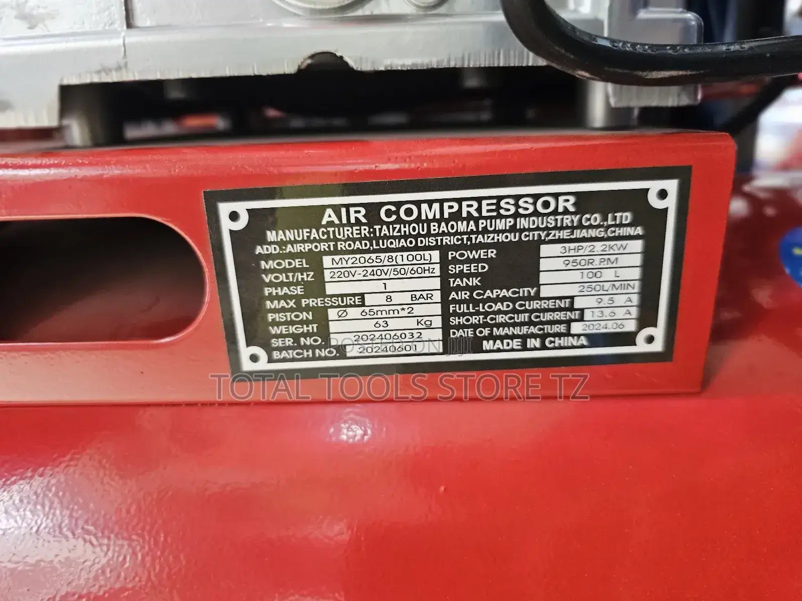 Meiyi Air Compressor 100L 3hp