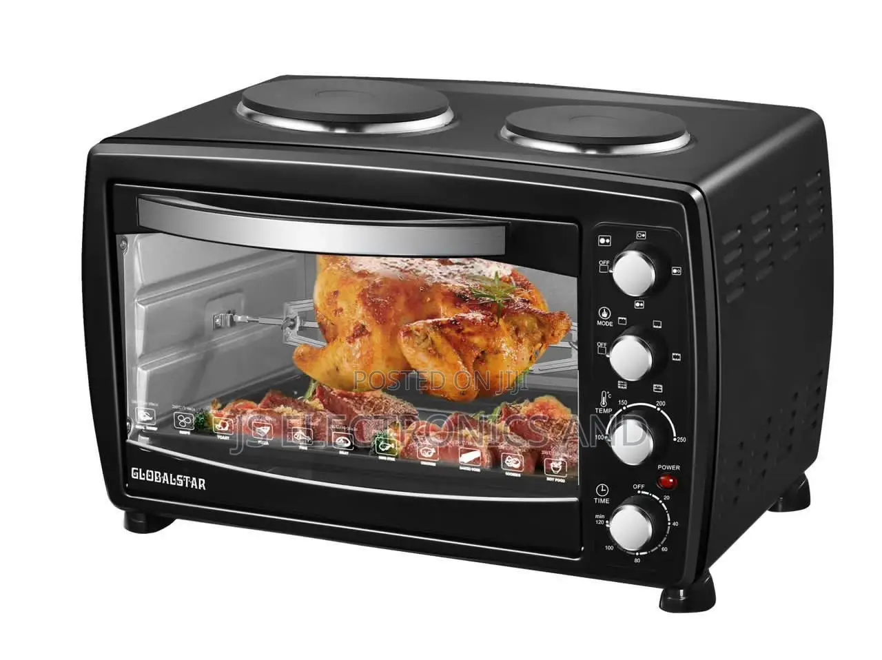 Global Star Oven With Hotplate Liter 48 Lina Plate Mbili Juu