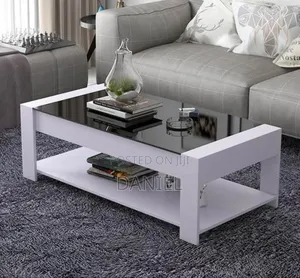 Coffee Table Nyeupe Kioo Cheusi