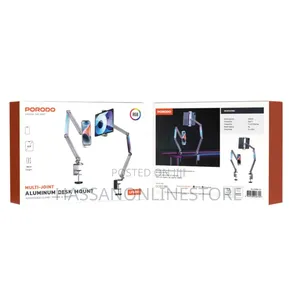 Porodo Multi-Joint Aluminum Desk Mount With RGB Light