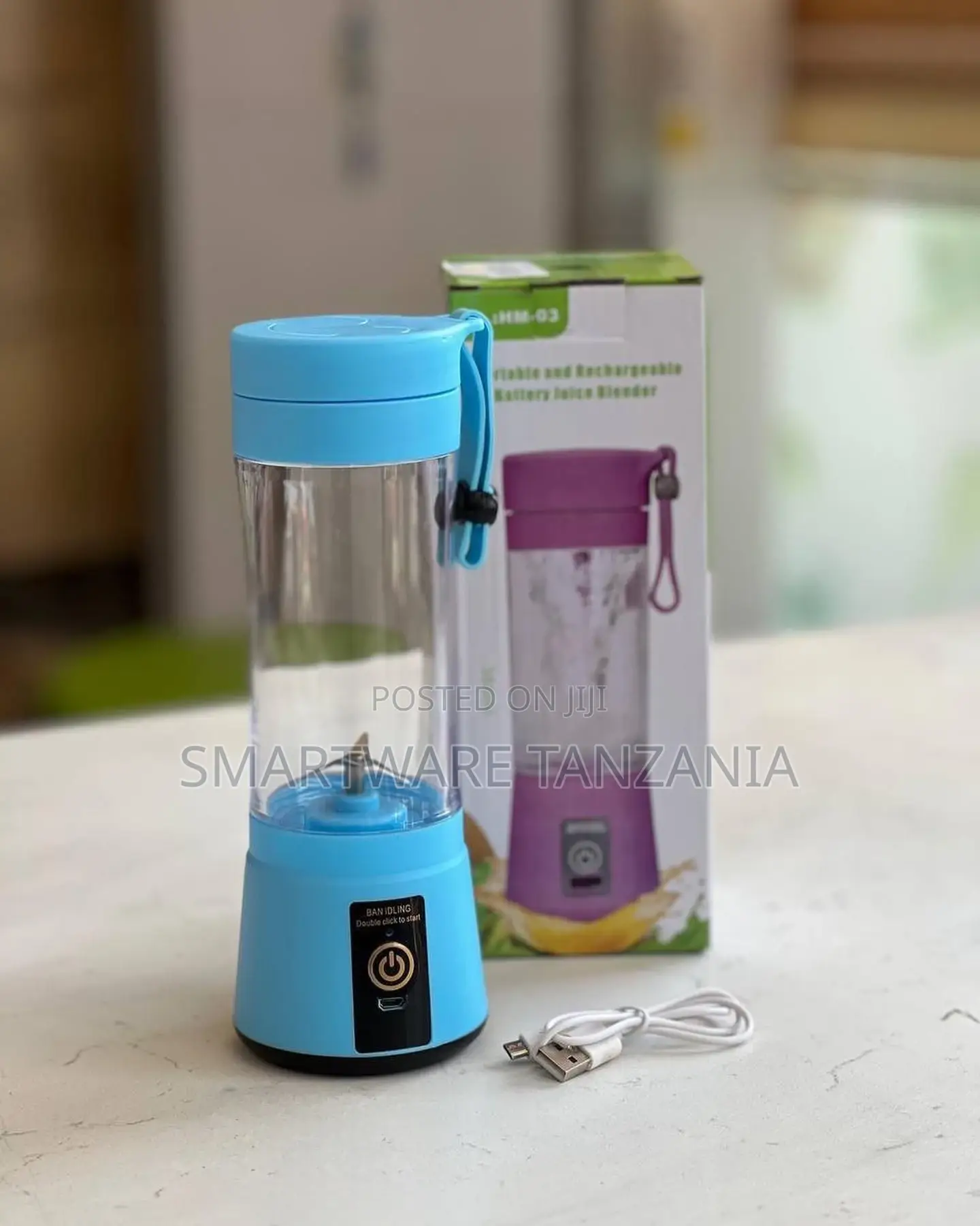 Portable Rechargeable Battery Juice Blender 380ml Blue