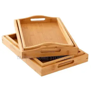 Wooden Saving Tray Set Zinakuwa 3pcs Size Tofauti
