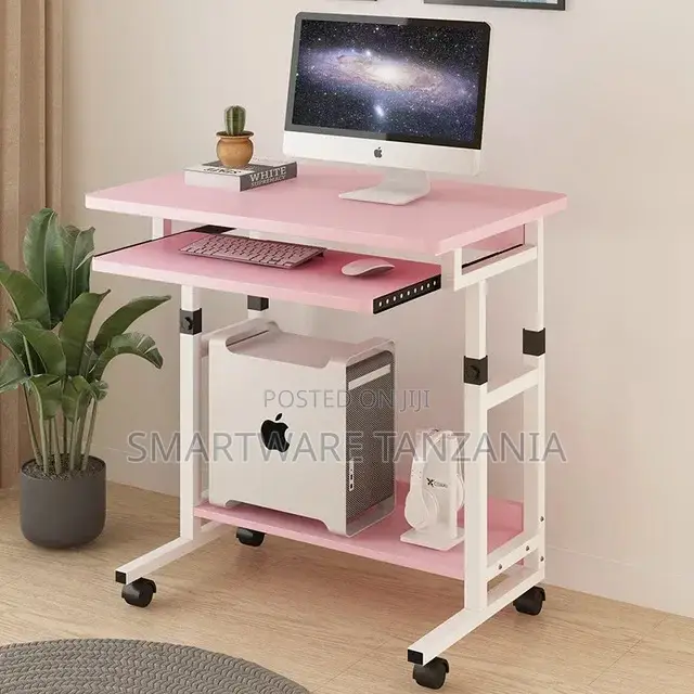 Computer Table With Rolling Laptop, Workstation Table Desk