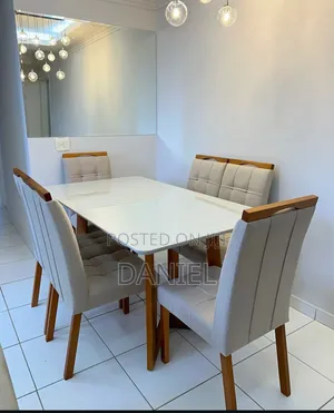 Dining Table Ya Viti Sita Mbao Ngumu