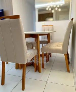 Dining Table Ya Viti Sita Mbao Ngumu