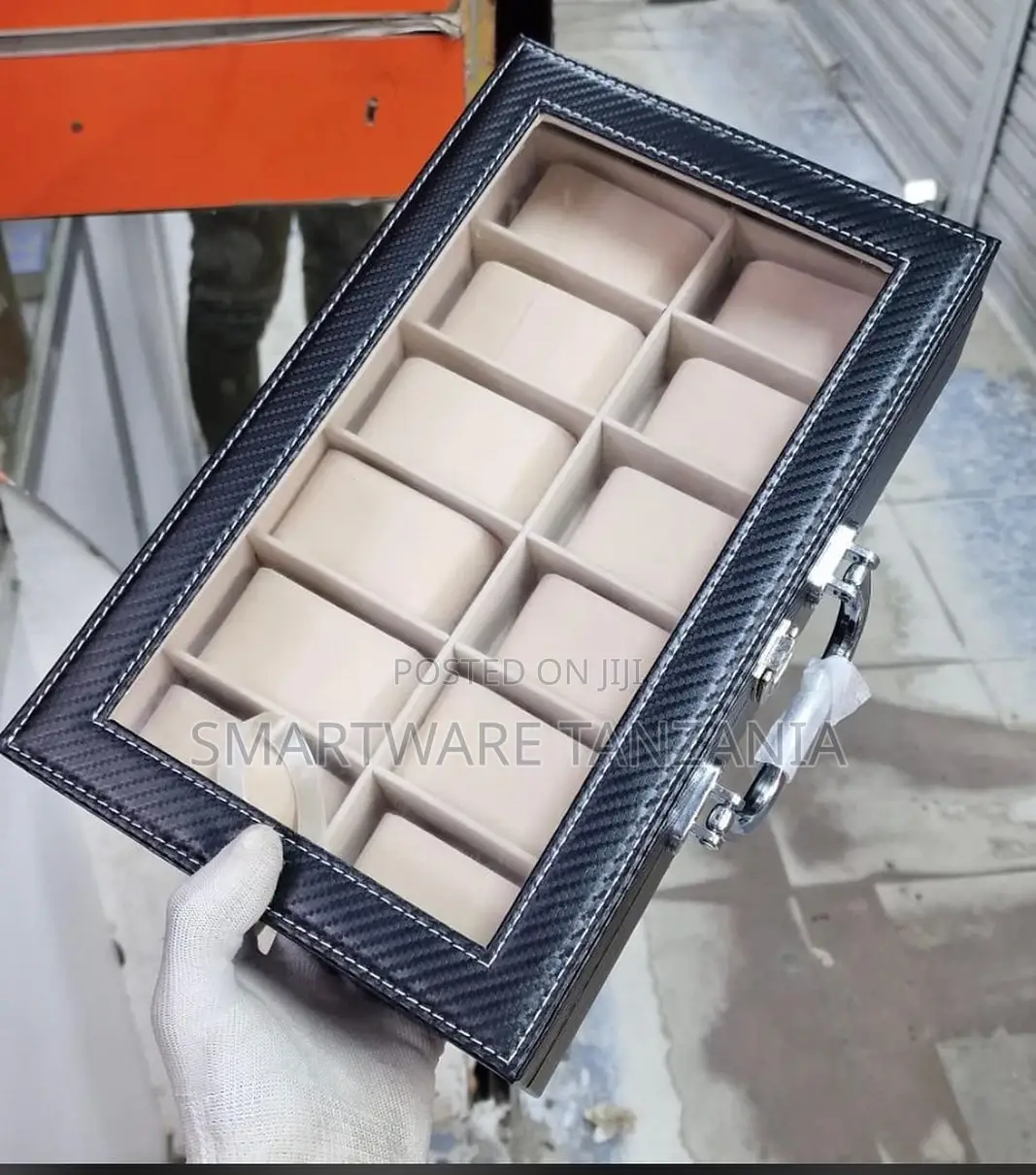 Faux Leather 12 Grids Watch Box Watch Organizer Box Case